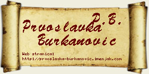 Prvoslavka Burkanović vizit kartica